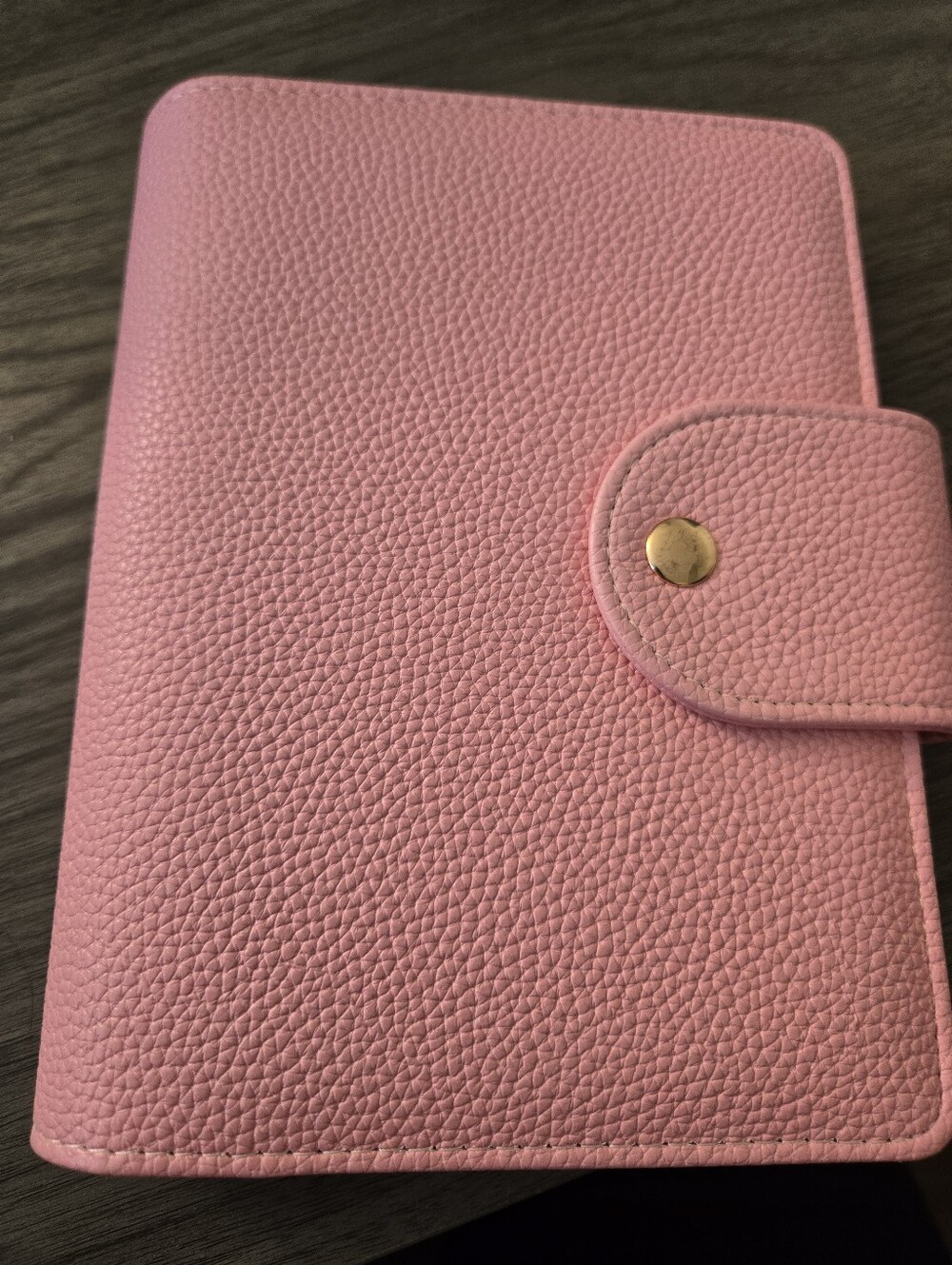 A6 Pink Pebbled Leather Snap Notebook Cover With Savings Challenge